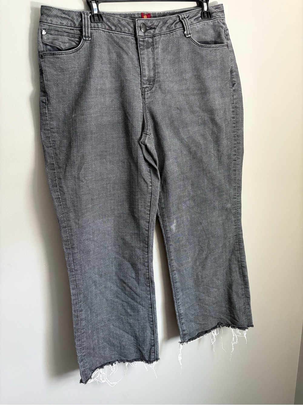 Vintage Sasson Gray Bootcut Boogie Jeans Raw Hem Cropped Y2K size 14 Grunge Edgy